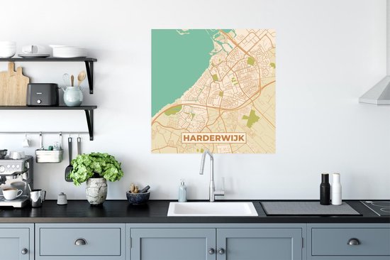 Affiche Carte - Harderwijk - Vintage - 75x75 cm
