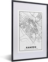 Fotolijst incl. Poster - Kaart - Kampen - Zwart - Wit - 40x60 cm - Posterlijst
