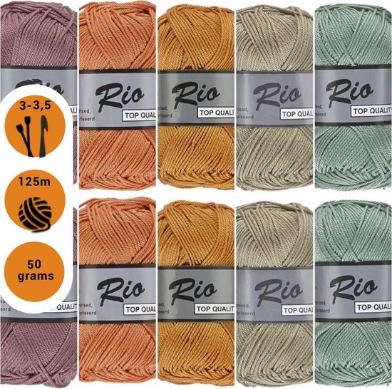 Lammy yarns Rio katoen garen pakket - zachte herfst kleuren - 10 bollen
