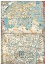 Stamperia Rice Paper A4 Sir Vagabond in Japan Map (6 pcs) (DFSA4610)