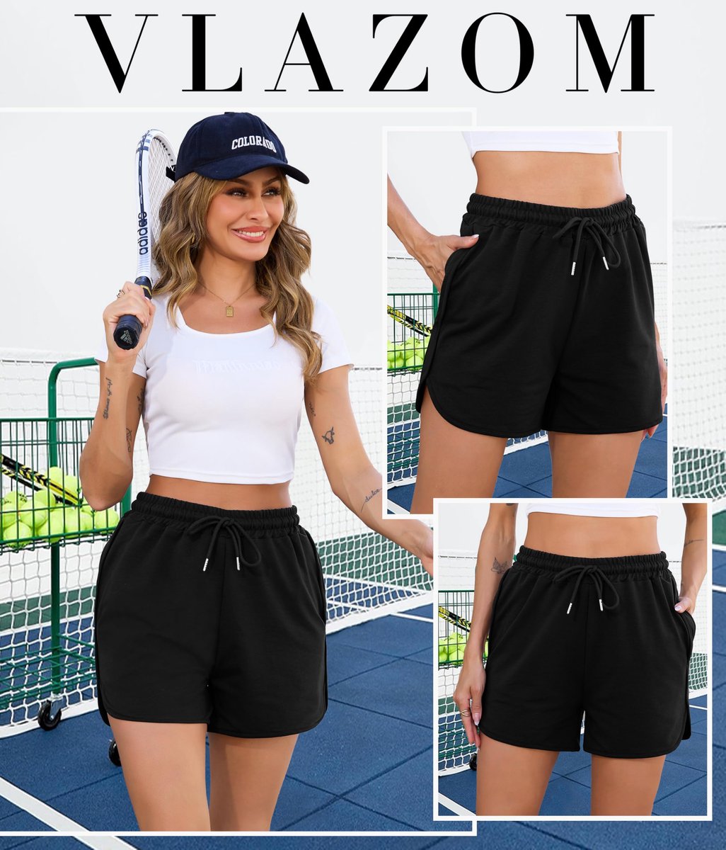 SnelShoppen - Dames Activewear Korte Broek - Zachte Katoenen Sport Shorts met Trekkoord en Zakken - Zwart - Perfect voor Sportschool, Workout, Lounge