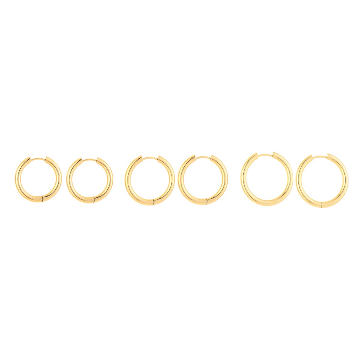 Stainless Steel Graduated Bold Chunky Hoops Set – Luxe Multi-Size Oorringen Setje – RVS - Goud