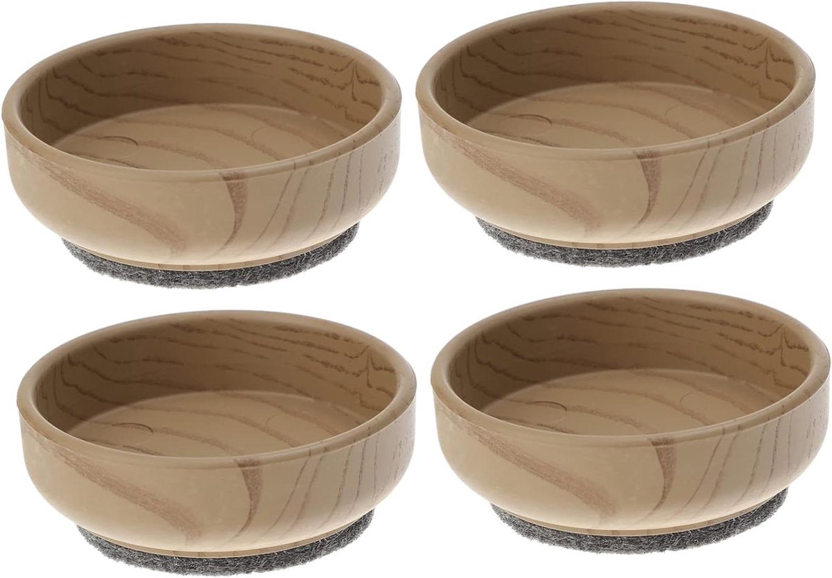 Houten Vloerbeschermers - Stoelpootdoppen Vilt - Vloer Beschermen - Geluidsdempend - 6 cm Binnendiameter - Bruin