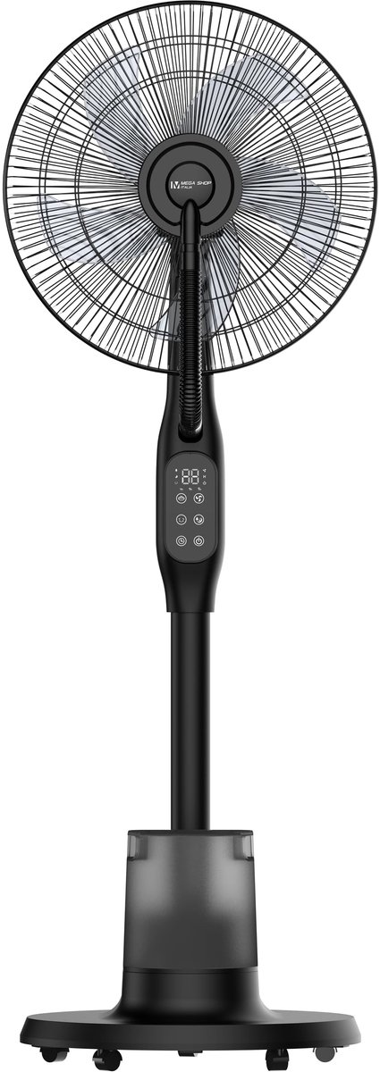 SnelShoppen - Staande Ventilator met Verstuiver 90W, Oscillatie en 24 Uur Timer - Koeling voor Thuis, Tuin, Feesten, Kamers - Slechts 3.5 kg, Zwart