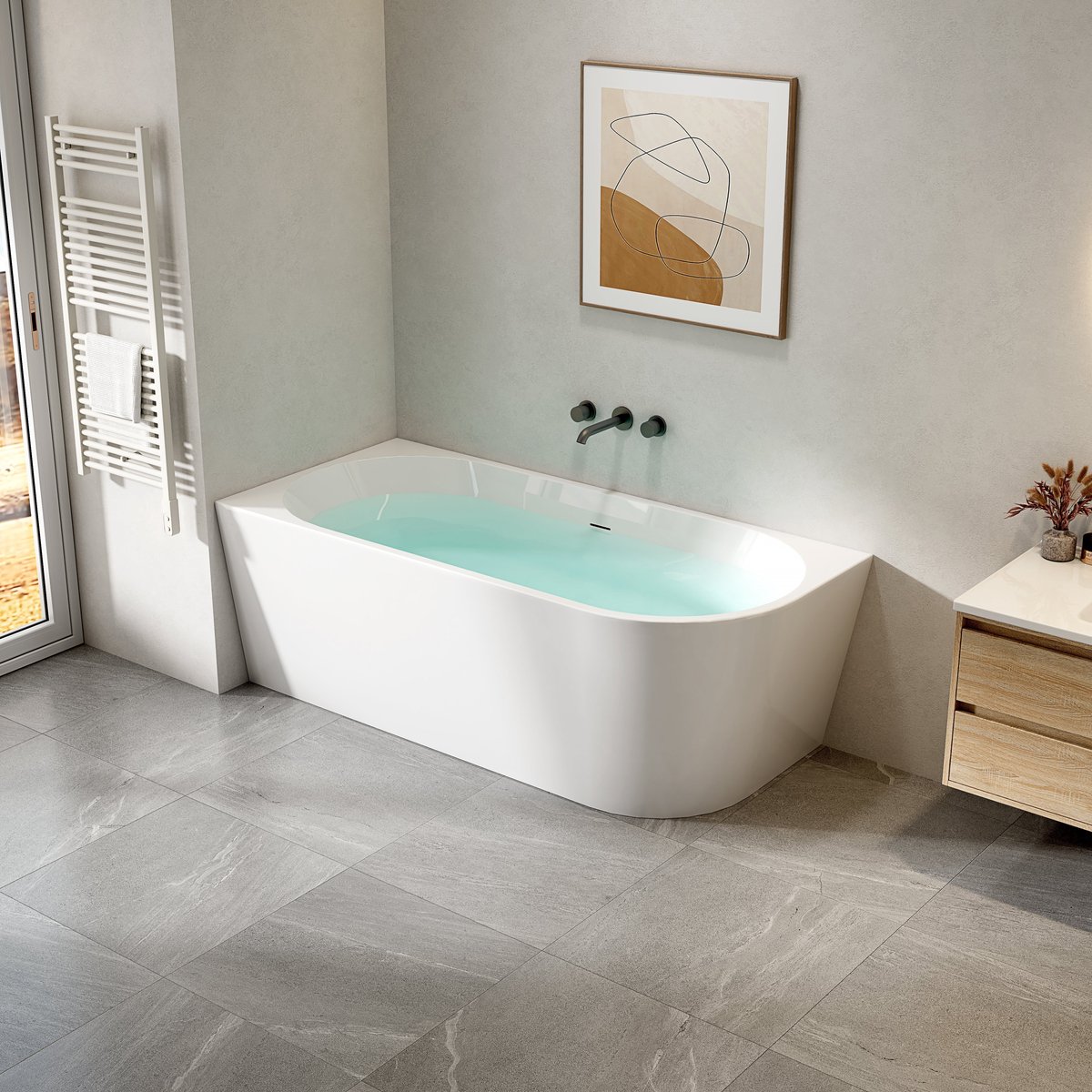 Luxelvia CORNARA Hoekbad Links 170x78 cm - Acryl Wit - Incl. Afvoer
