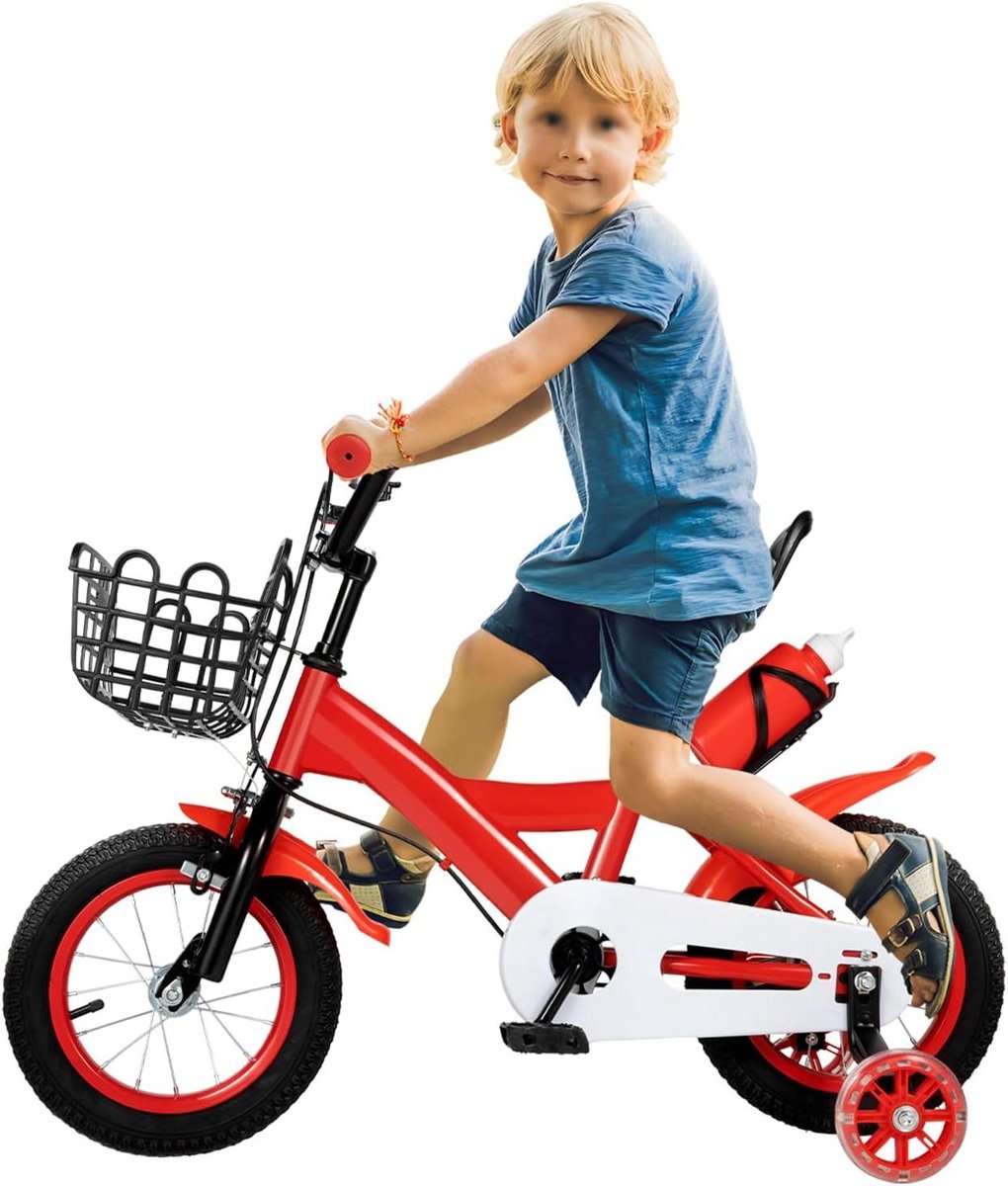 Kinderfiets Loopfiets Leren Fietsen Verstelbaar Zadel 12 inch Rood Zwart