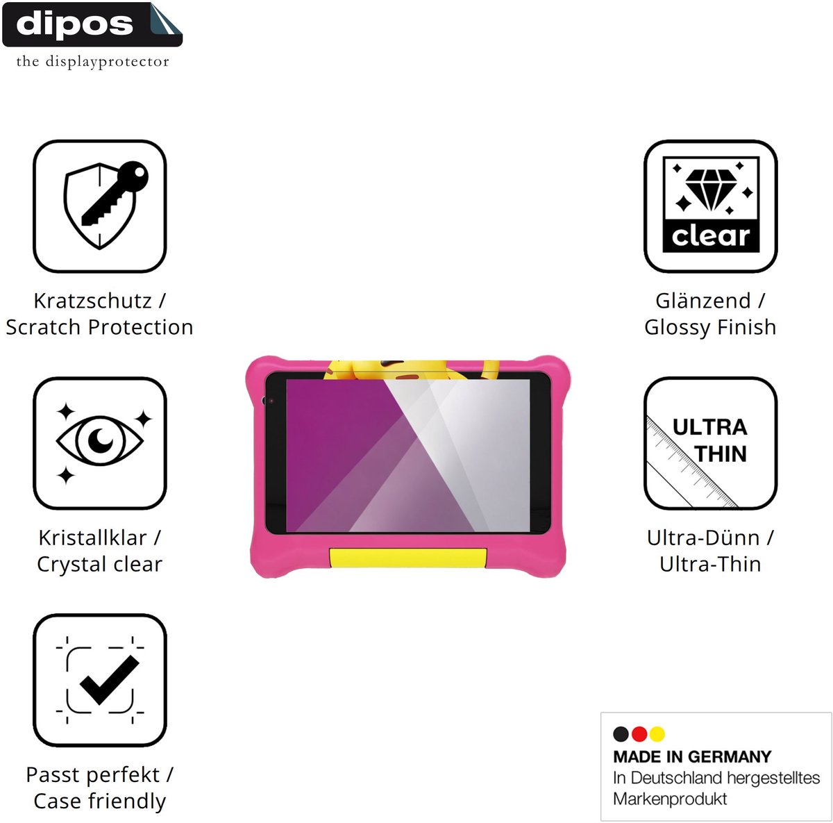 dipos – 2x Beschermfolie geschikt voor Laptok TK707 | Krasbestendige & heldere Screenprotector Ultra-Thin