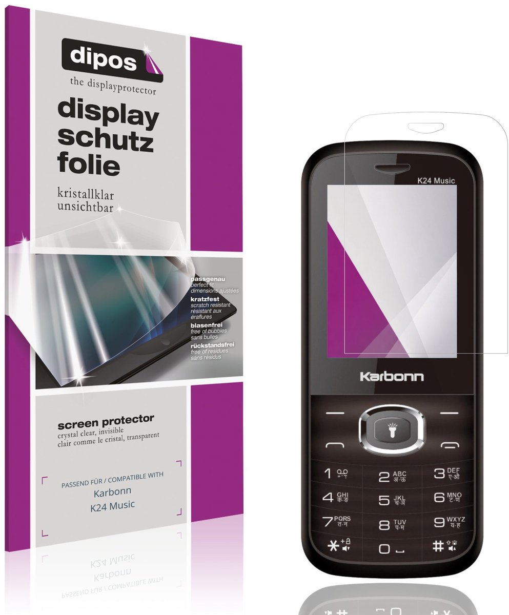 dipos – 4x Beschermfolie geschikt voor Karbonn K24 Music | Krasbestendige & heldere Screenprotector Ultra-Thin