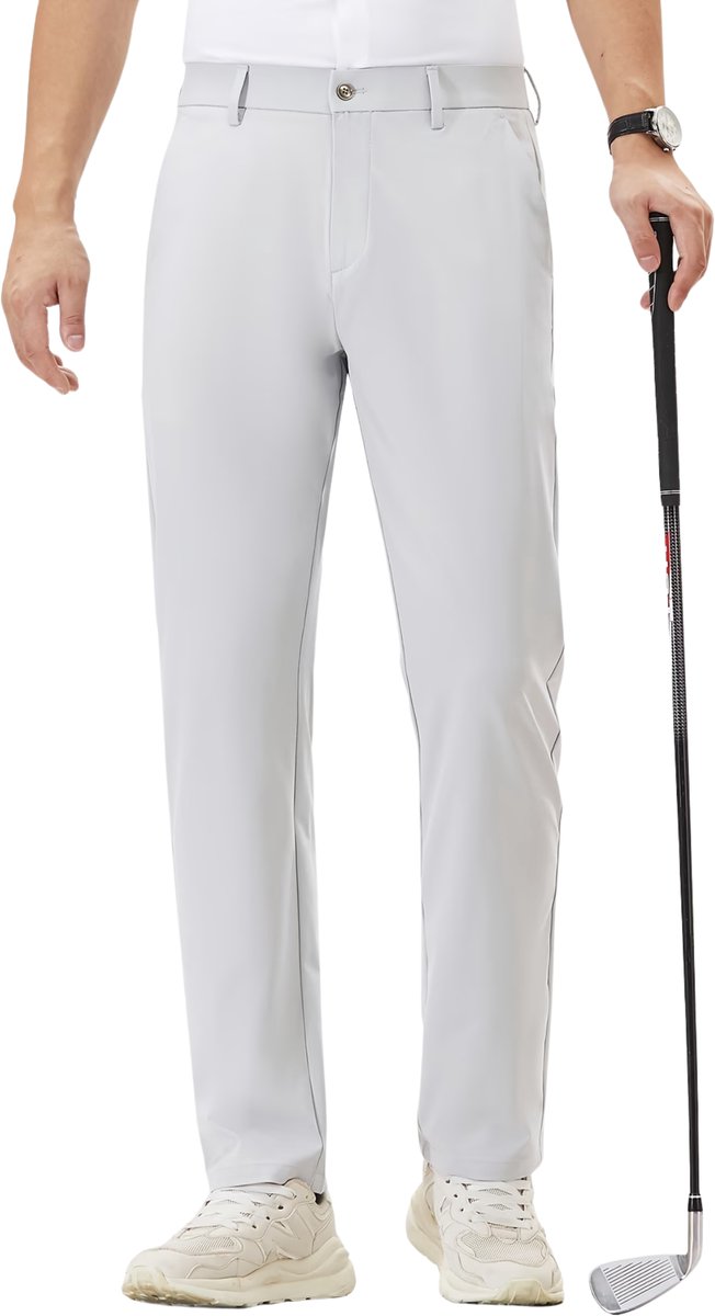 Currero Pantalon Heren Chino Regular Fit Golfbroek Nette Broek Met Elastische Tailleband Volwassenen Lichtgrijs 5XL