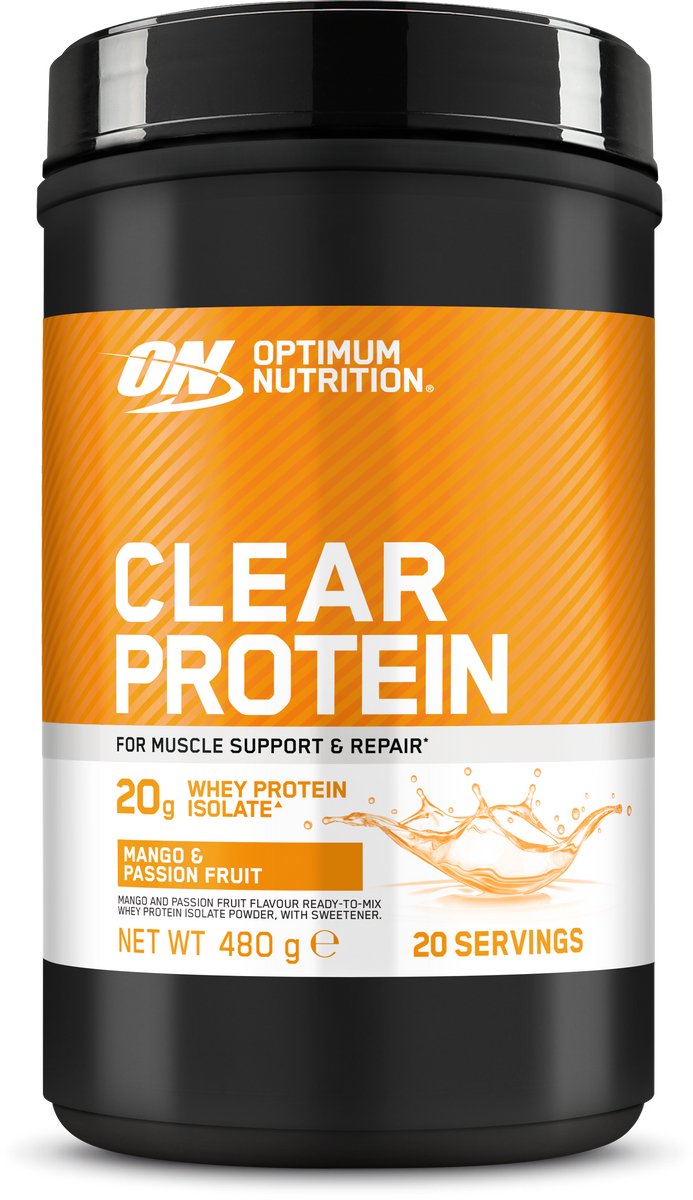 Optimum Nutrition Clear Whey Protein - Mango & Passionfruit Proteine Poeder - Eiwitshake - Eitwit Limonade - 480 gram (20 servings)