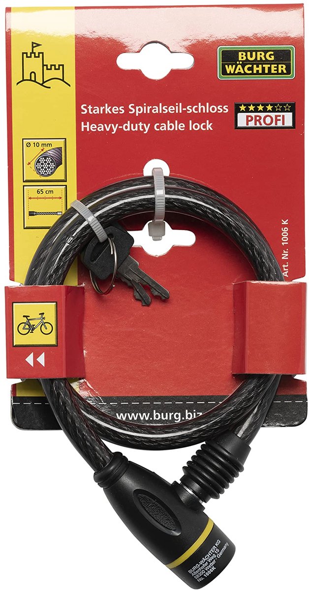 SnelShoppen - Vergrendelkabel 10x650mm Zwart - Veiligheidskabel voor Fietsen, Motoren, Tuingereedschap, Stalen Kabel met Vergrendelmechanisme