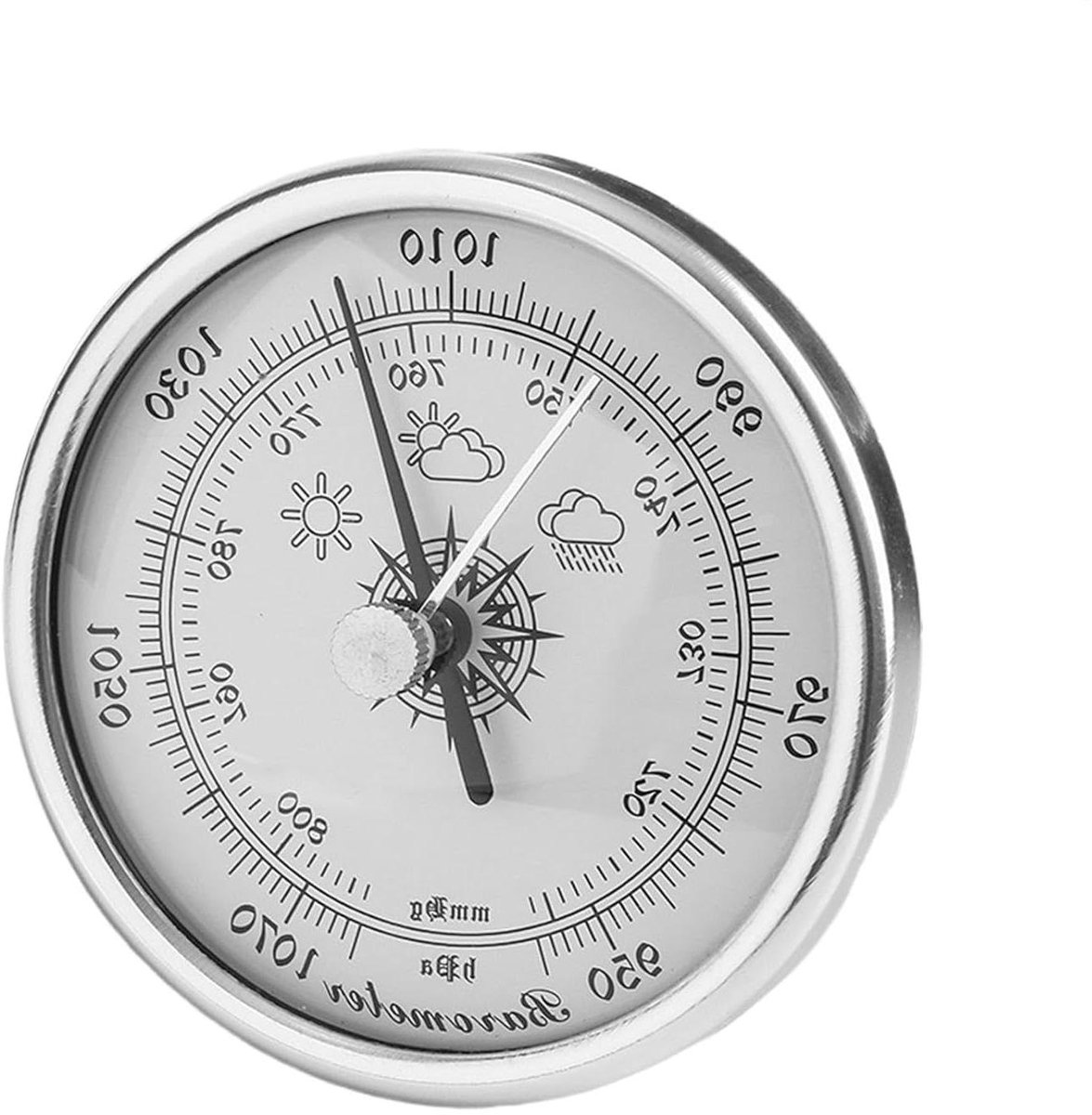Nauwkeurige Barometer - Weerindicator Wijzerplaat - Weersvoorspelling Buiten - Mechanisch Ontwerp - 70 mm Diameter - Zilverkleurig