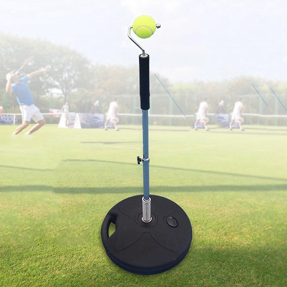 Tennis Rebounder Trainer - Solo Tennis Oefenapparaat - Vaardigheden Verbeteren - Verstelbare Hoogte - 75-95 cm - Zwart