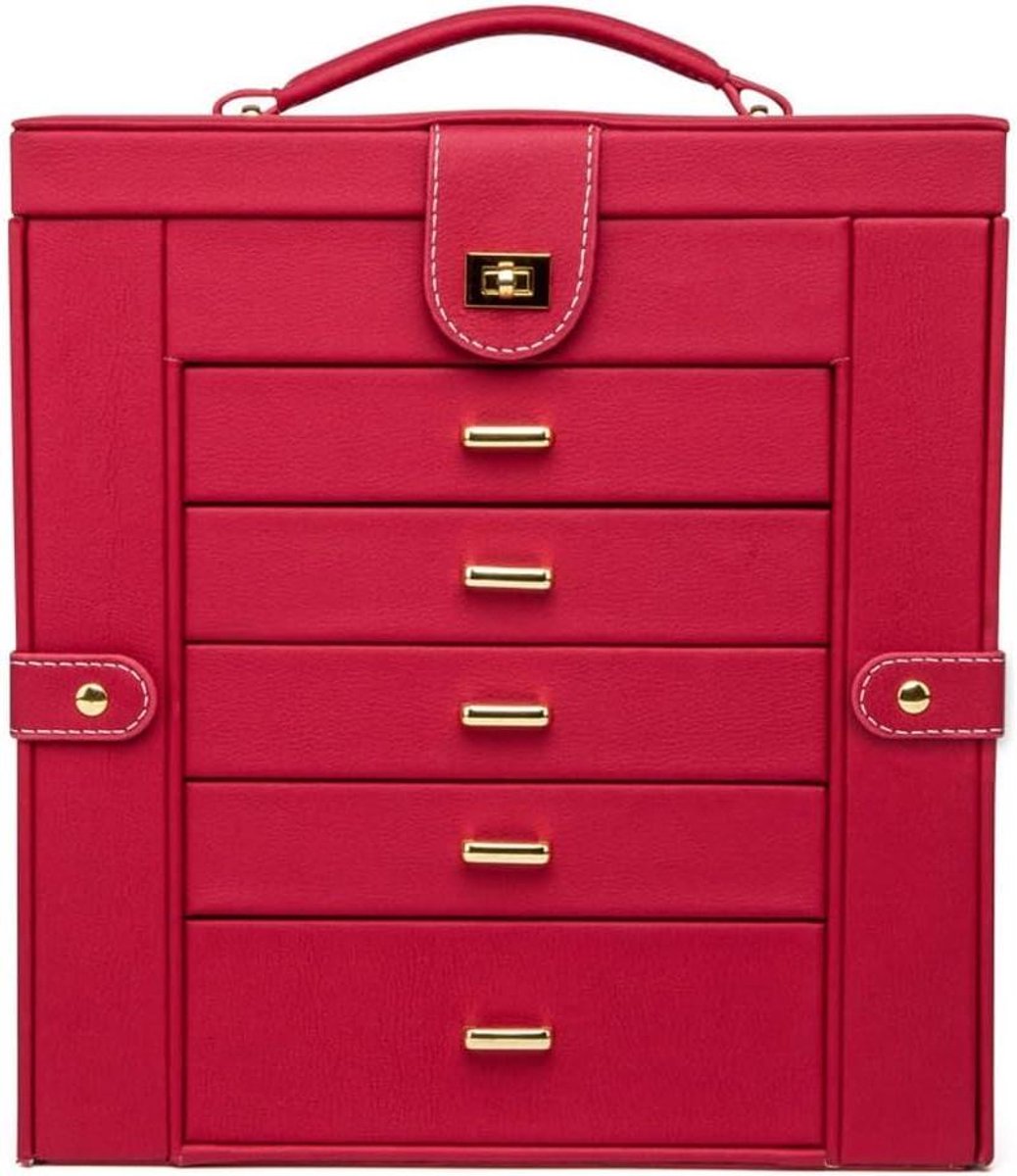 Juwelendoos met Lades - Sieradenkist Organizer - Sieraden Opbergen - Met Ingebouwde Spiegel - 30x17x33cm - Zwart