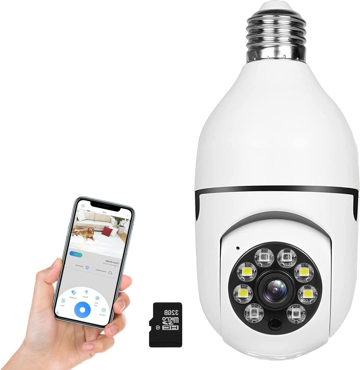 360 graden camera - Beveiligingscamera Babyfoon - Thuisbewaking - Full HD 1080p - 32GB SD-kaart - Wit