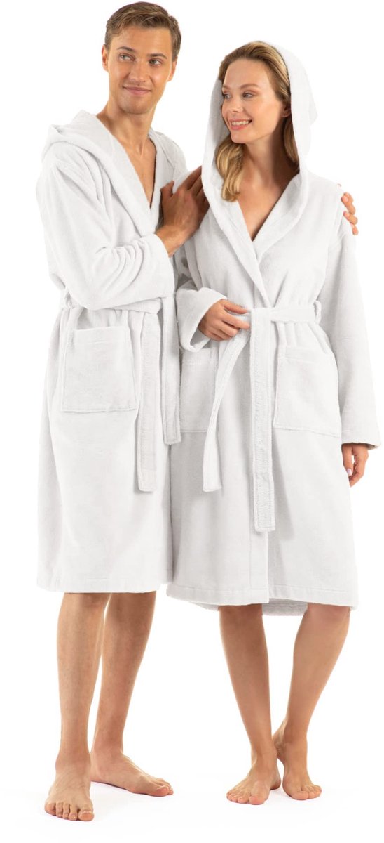 SnelShoppen - Terry Towelling Badjas met Capuchon - Absorberende Fleece Buitenlaag - Zachte Kamertoevoer voor Dames en Heren - Perfect voor Douche, Sp