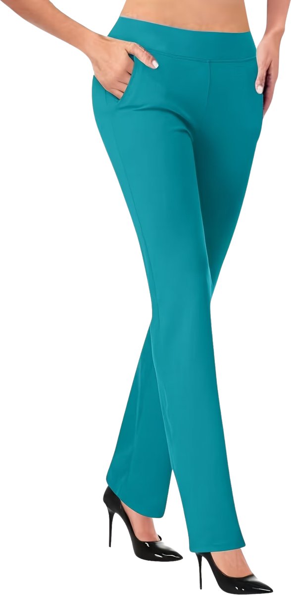 Currero Pantalon Dames Chino Golfbroek Nette Broek Met Elastische Tailleband Volwassenen Pauwblauw