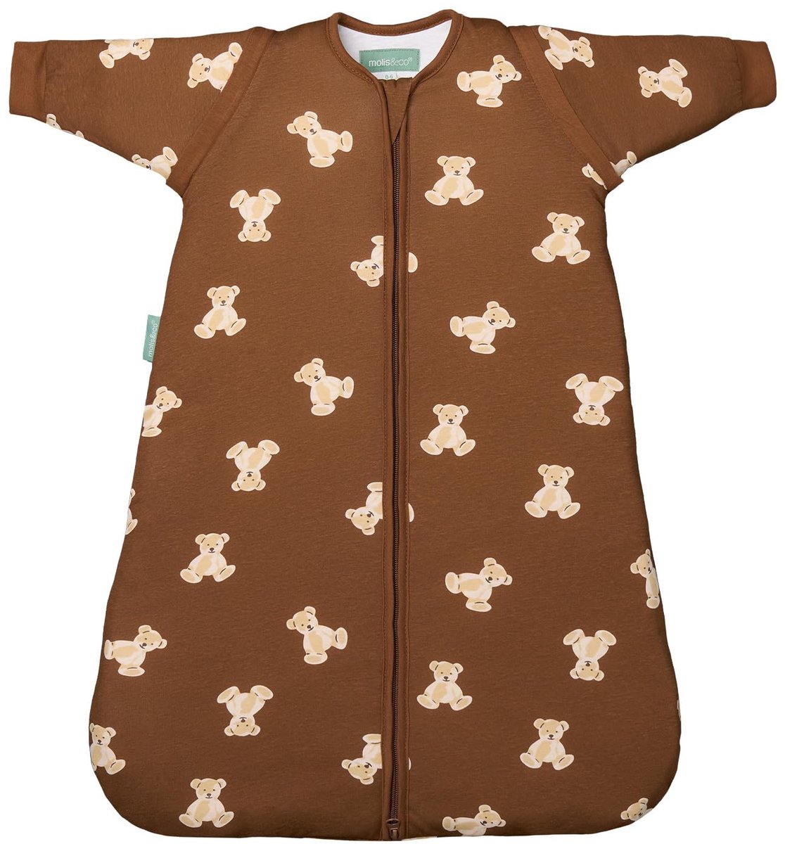 SnelShoppen - Baby Slaapzak voor Pasgeborenen met Afneembare Mouwen - Babyslaapzak 1 Tog - Licht Gewatteerd - 100% Katoen (Oeko-TEX 100) - Teddy Mocca