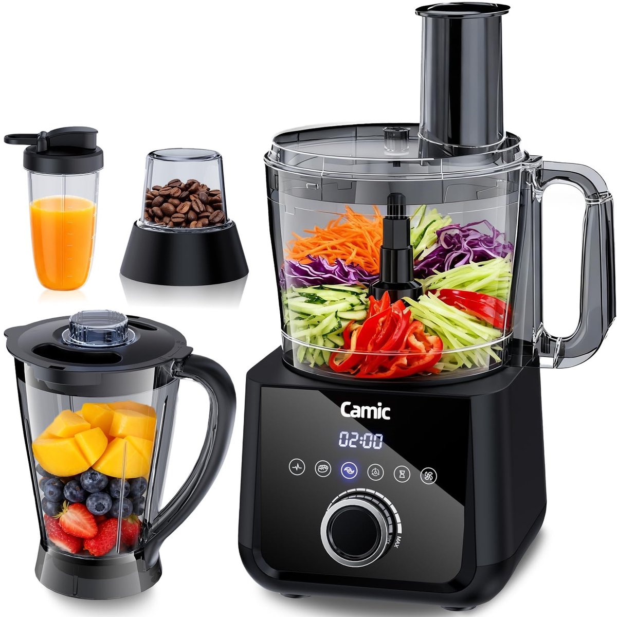 SnelShoppen - Compacte Keukenmachine 1500W, Food Processor met 6 Functies, PowerChop Technologie, 3-in-1 Schijf, Eenvoudige Montage, 2,5L Kom (Upgrade