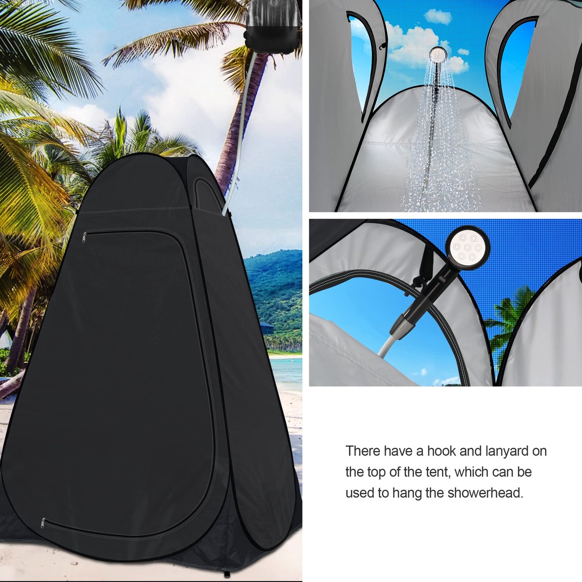 SnelShoppen - Pop Up Toilettent Draagbare Douche Toilettent voor Camping, Strand, Vissen, Wandelen, UV Bescherming, Privacy, 2.0m Hoogte