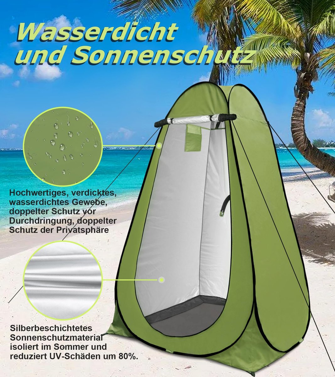 SnelShoppen - Riggoo Toilettent Pop-up omkleedtent met Privacy - Mobiele Outdoor Toilettent voor Camping en Strand - Inclusief Draagtas - UV 40+ Groen