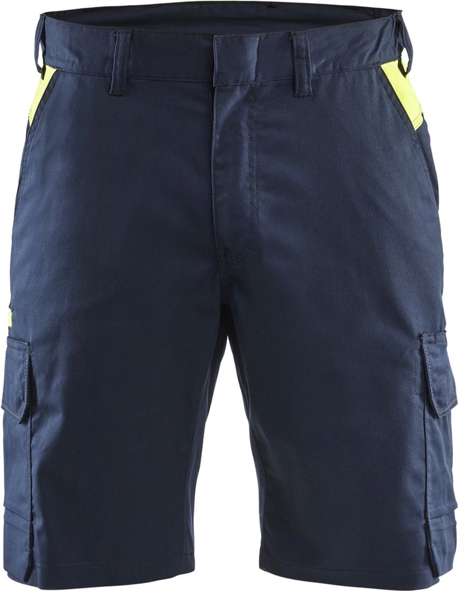 Blaklader Industrie short met stretch 1446-1832 - Donker marineblauw/High Vis Geel - C58