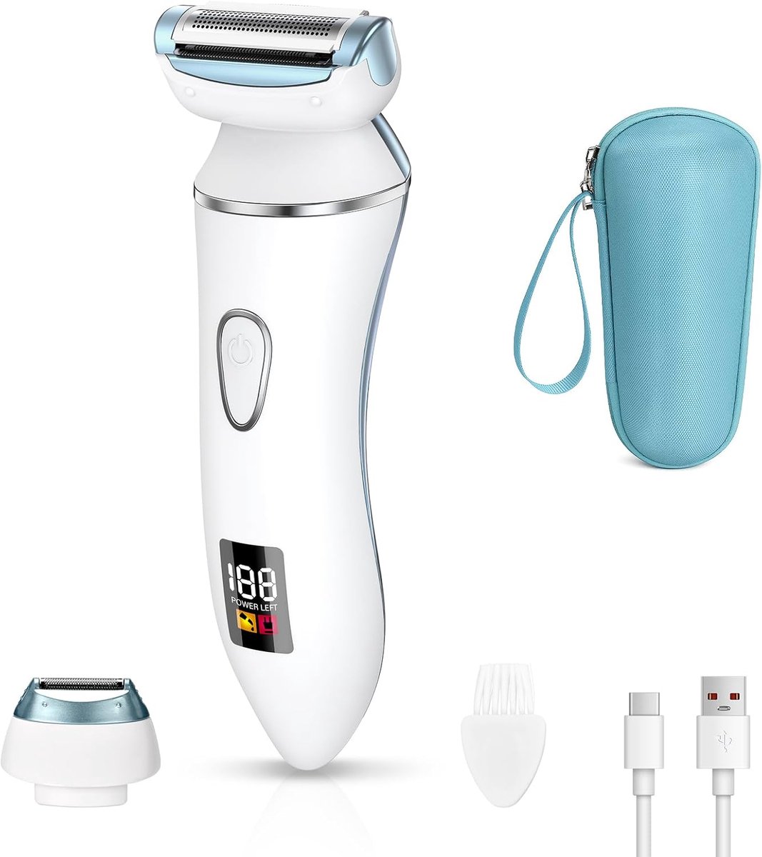 SnelShoppen - Elektrisch Dames Scheerapparaat 2-in-1 Intiem Scheerapparaat voor Vrouwen - Precies Bikini Trimmer - Nat & Droog Scheerapparaat met IPX7