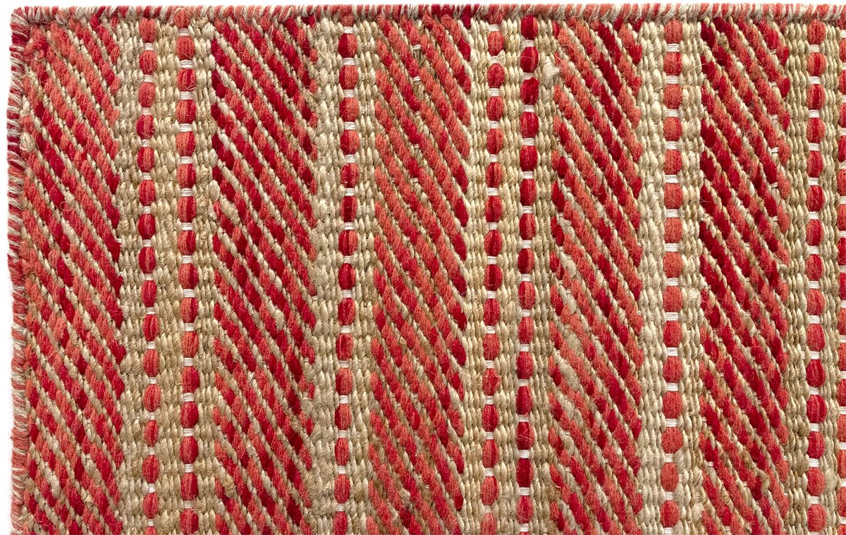 SnelShoppen - Handgeweven Wol en Jute Tapijt Olivia 200x290 cm, Natuurlijke Kleur Rood, Perfect voor Woonkamer en Slaapkamer, Duurzaam en Stijlvol