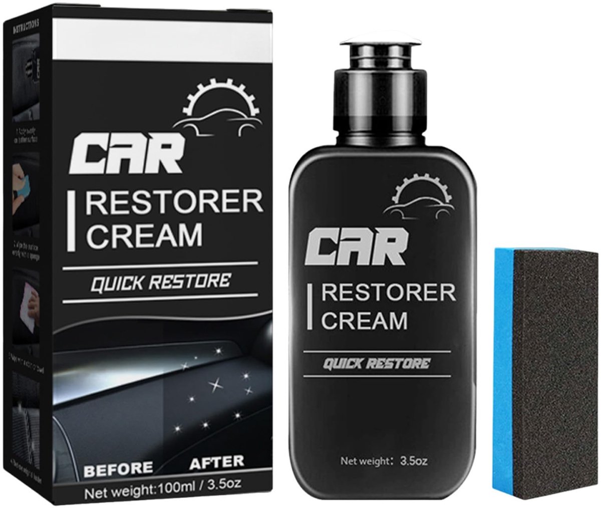 SnelShoppen - Auto-interieurreiniger Set - 100 ml - Kunststof en Leer Onderhoud - Cockpit Verzorging - Inclusief Sponsdoos - Effectieve Reiniging en B