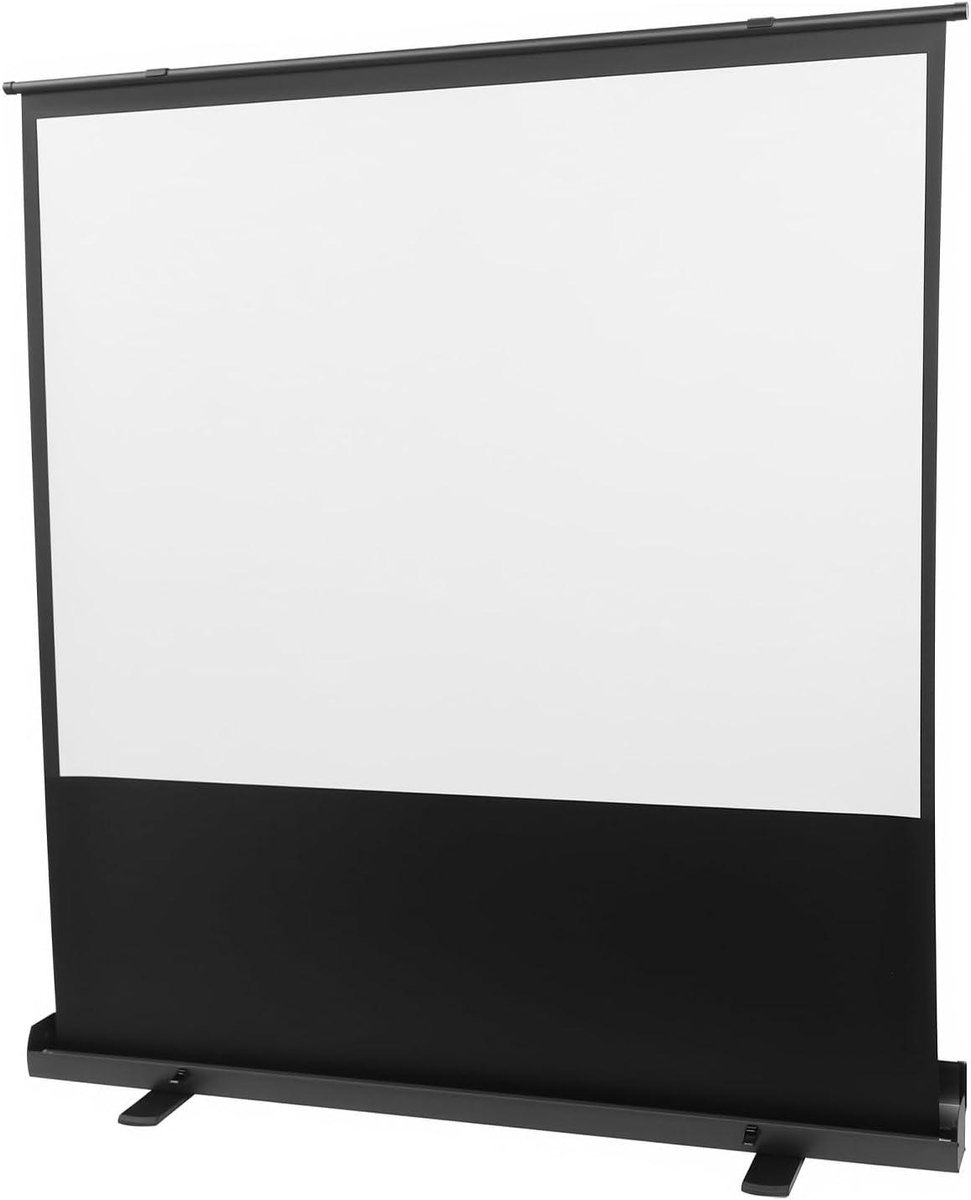 Projectiescherm Vloerstaand - Optrekbaar Scherm Projector - Thuisbioscoop Presentaties - Zelfvergrendelend Systeem - 80 inch 16:9 - Zwart