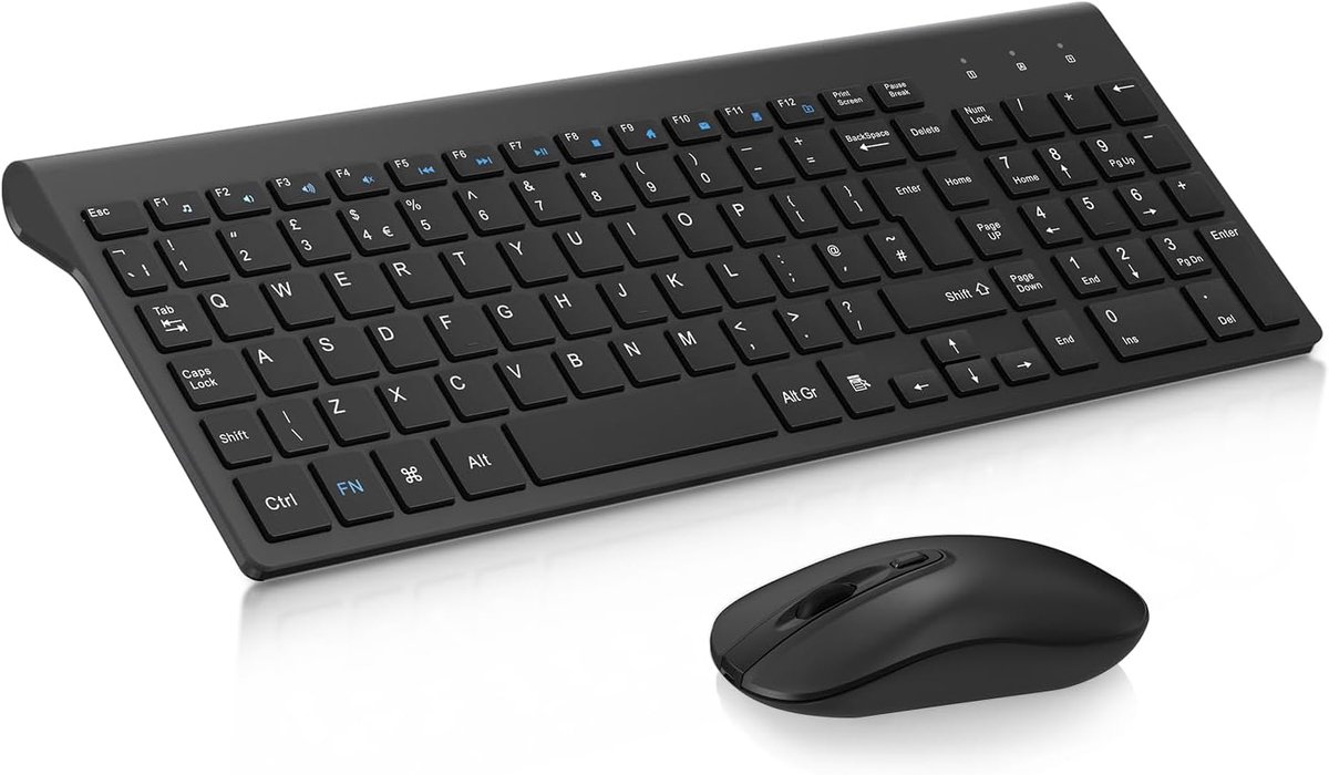 SnelShoppen - Draadloze Toetsenbord Muis Combo, 2.4G Ultradunne Toetsenbord- en Muisset met Ergonomisch Ontwerp, Stille Werking, Stabiele Verbinding v