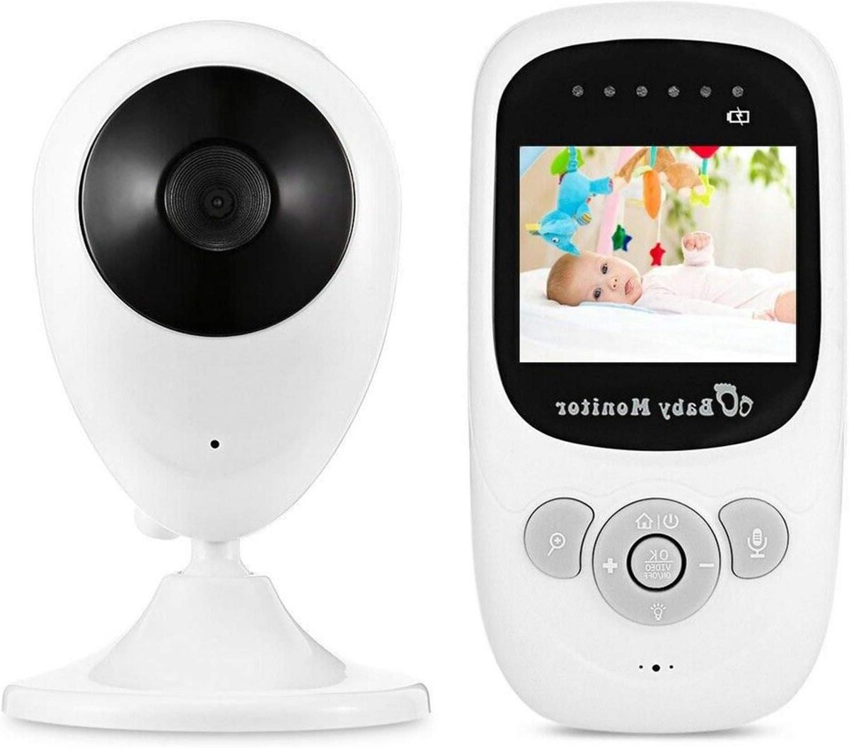 Babyfoon met Camera - Video Babyfoon - Baby Bewaken - Twee-weg Audio - 2.4 Inch LCD - Wit