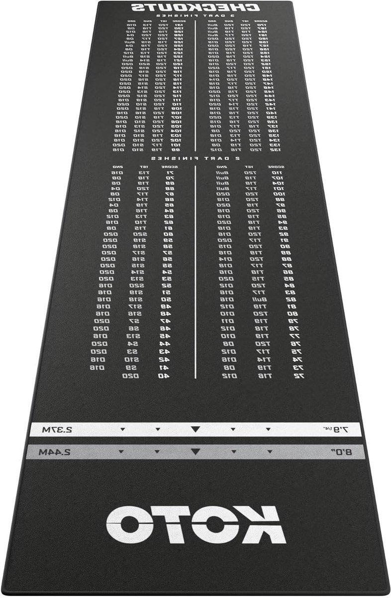 Dartmat Checkout - Vloerbeschermer Darts - Bescherm Vloer - Antislip Laag - 285x80cm - Zwart