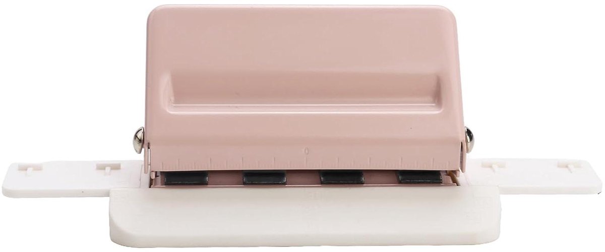 Paddestoel Perforator - Papier Puncher - Documenten Organiseren - Ingebouwde Liniaal - 4 Gaten - Roze
