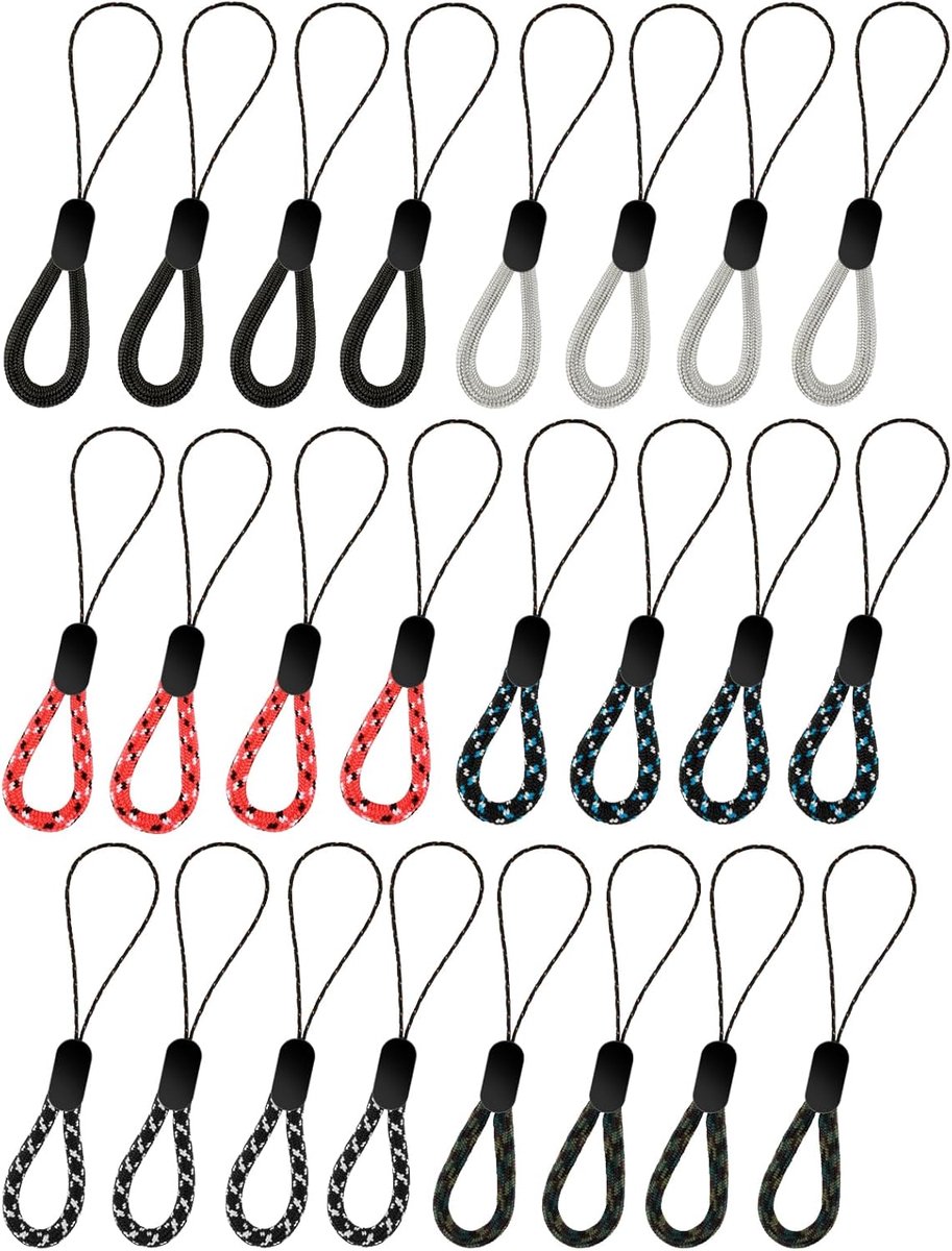 SnelShoppen - 24 Stuks Vinger Lanyard Kleine USB Lanyard 4.92 Inch Draagbare Gekleurde Korte Vinger Bandjes voor Mobiele Telefoon Sleutels Camera Flas