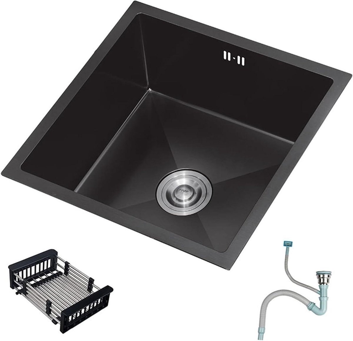 RVS Spoelbak - Gootsteen Keuken - Vaat Wassen - Condensatiecoating - 38 x 30 cm - Zwart