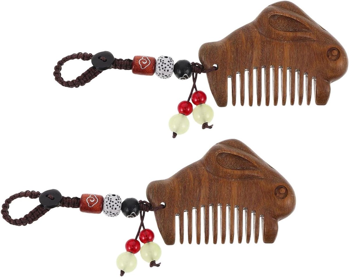 Houten Haar Kam - Sandalhout Kam - Dagelijkse Haarverzorging - Handgesneden Ontwerp - 5.8 x 4 cm - Donkerbruin
