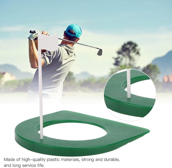 Putting Cup met Vlag - Oefenbeker Golf - Golfvaardigheid Oefenen - Stevige Kunststof Constructie - 11 cm Diameter - Zwart — afbeelding 2