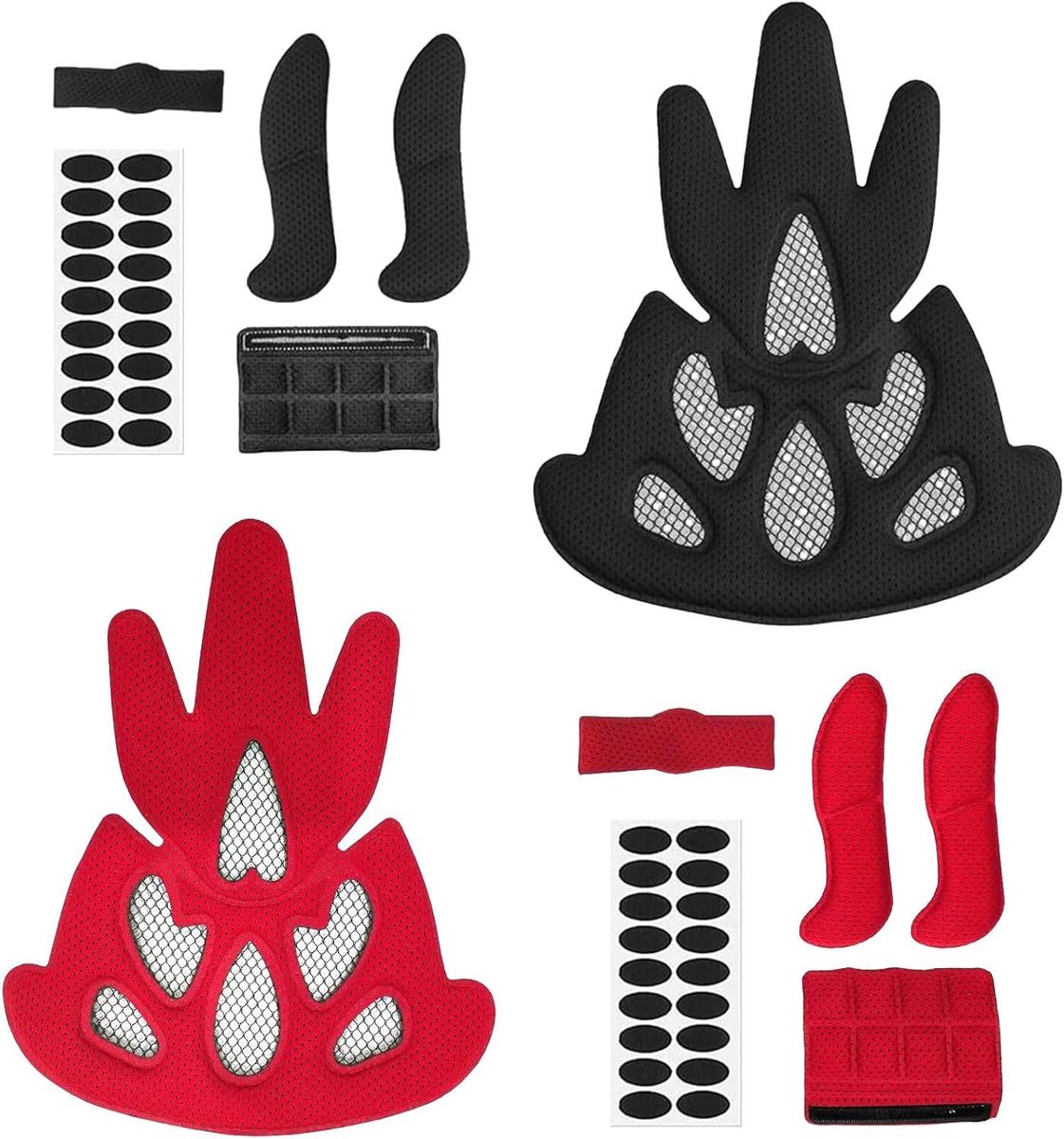 Helm Vulling - Spons Pads - Fietsen Comfort - Ademend Schuim - 2 Stuks - Zwart Rood