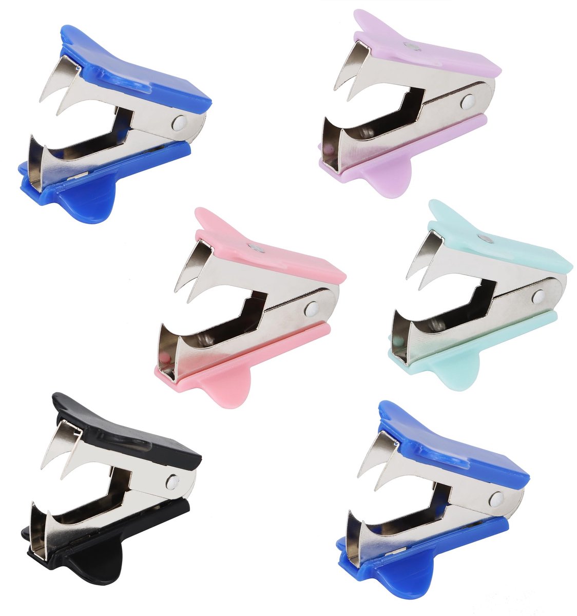 Dailygoods - 6 Stuks Nietjesverwijderaar - Handige Kantooraccessoire in Diverse Kleuren