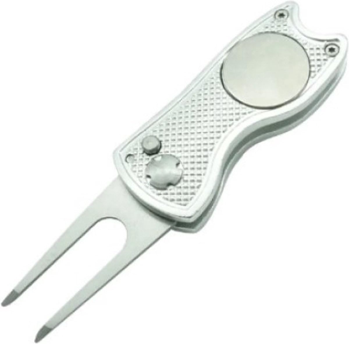 Dailygoods- Pitchfork Opvouwbaar - Golfaccessoire - RVS - Compact - Afneembare Marker - 8 x 3 x 1,5 cm - Golftool