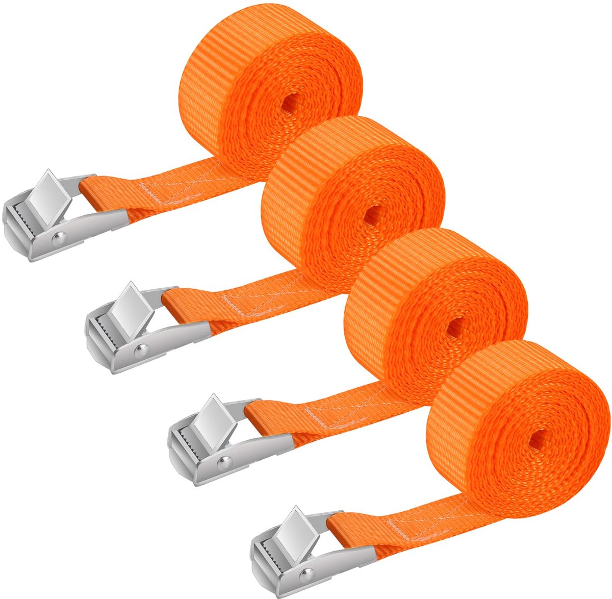 Dailygoods - 4 Stuks Korte Spanbanden 1 m met Klemsluiting - Verstelbare Bevestigingsriemen voor Fiets en Bagage