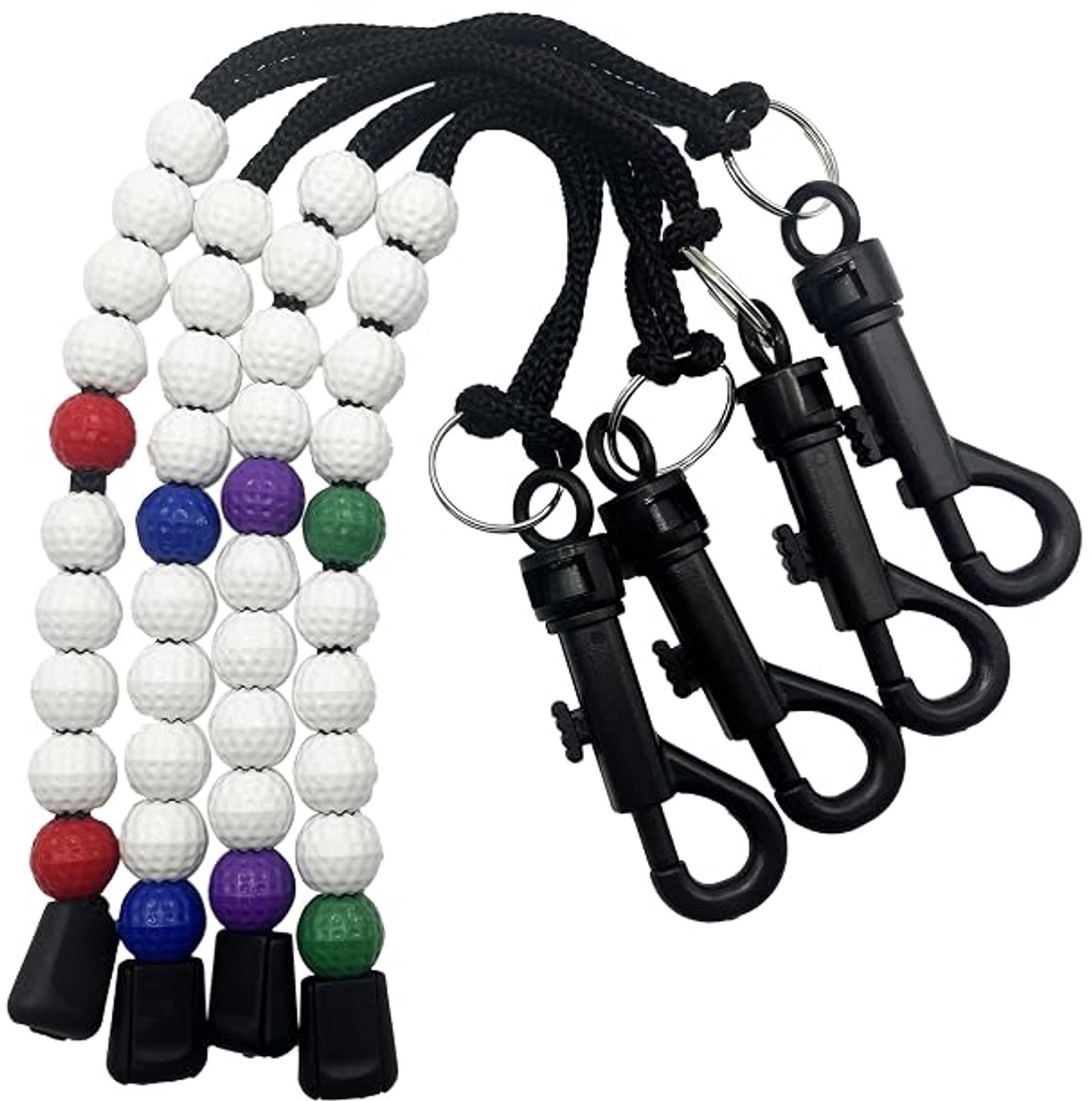 Vierdelige golfballenteller, golfballenscoreteller, 4-kleurige golfballenteller, golfballenscoreteller met strasssteentjes