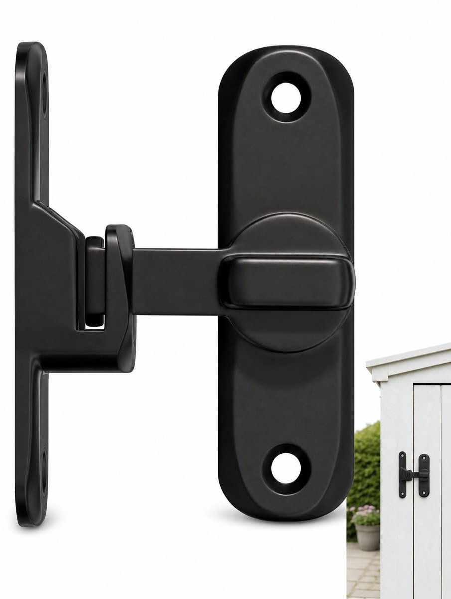 VHV - Schuifgrendel RVS 90/180° - Zwarte Deursluiting - Voor Schuur, Tuinpoort, Kast en Keuken