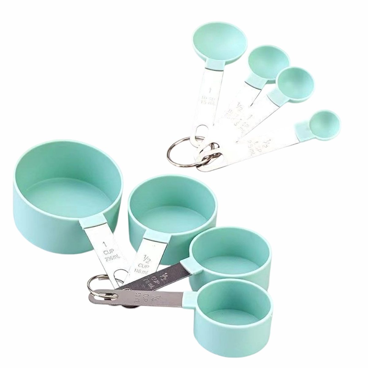 Dailygoods - 8-delige Maatlepelset met Roestvrijstalen Handvatten - Voor Koken en Bakken
