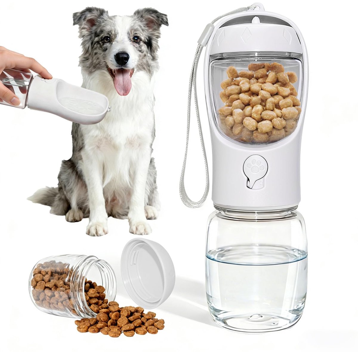 SnelShoppen - Draagbare waterfles voor honden - Waterdrinkmachine voor onderweg - 350ml - Wit - Voor wandelen, reizen en buitenactiviteiten