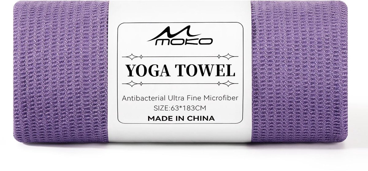 Dailygoods - Antislip Yoga-Handdoek met Bevestigingspunten - 180 x 60 cm - Paars