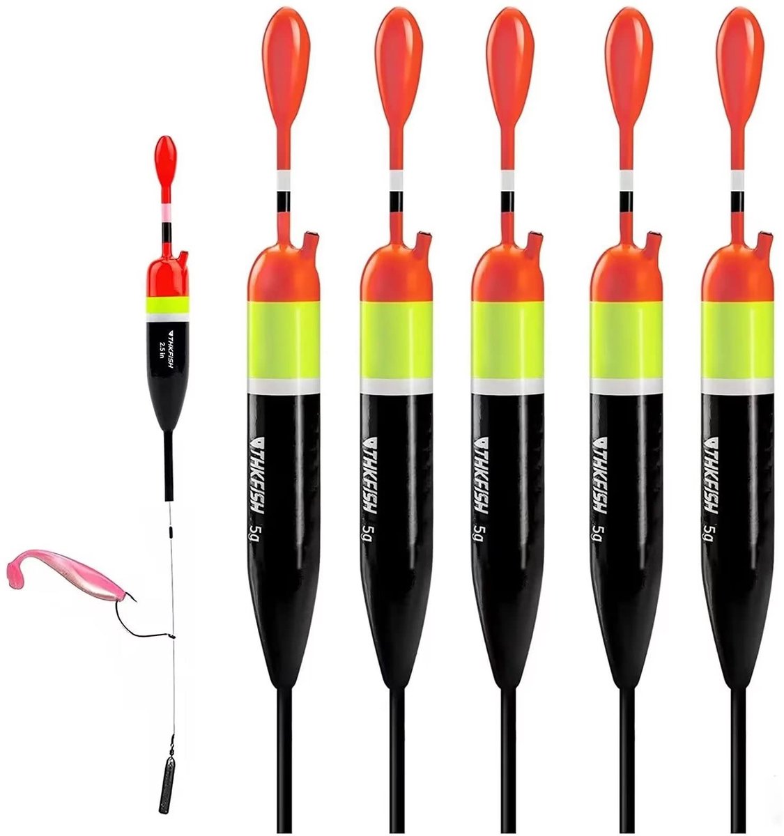 SnelShoppen - Visdobbers Slip Bobbers voor Vissen - Balsa Floats Crappie Visdobbers - 5 Stuks - 1/6oz (3,47"X0,47"X6,73") - Perfect voor Zoetwater Vis