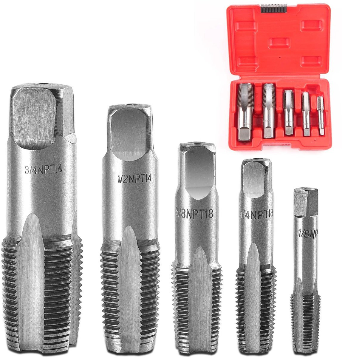 Dailygoods - 5-delige Buisdraadborenset - Voor Nauwkeurige Schroefdraad