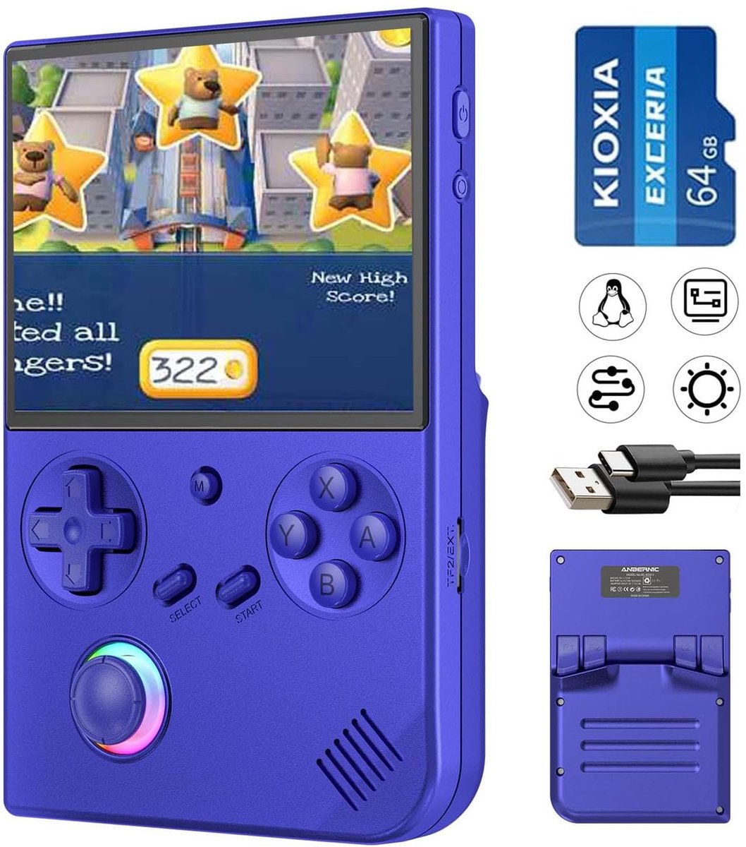 SnelShoppen - Handheld Gameconsole 4,0 inch IPS-scherm met 5223 Games, 64G TF-kaart, 5G WiFi, Bluetooth 4.2, HDMI Retro Gaming voor Thuis en Reizen
